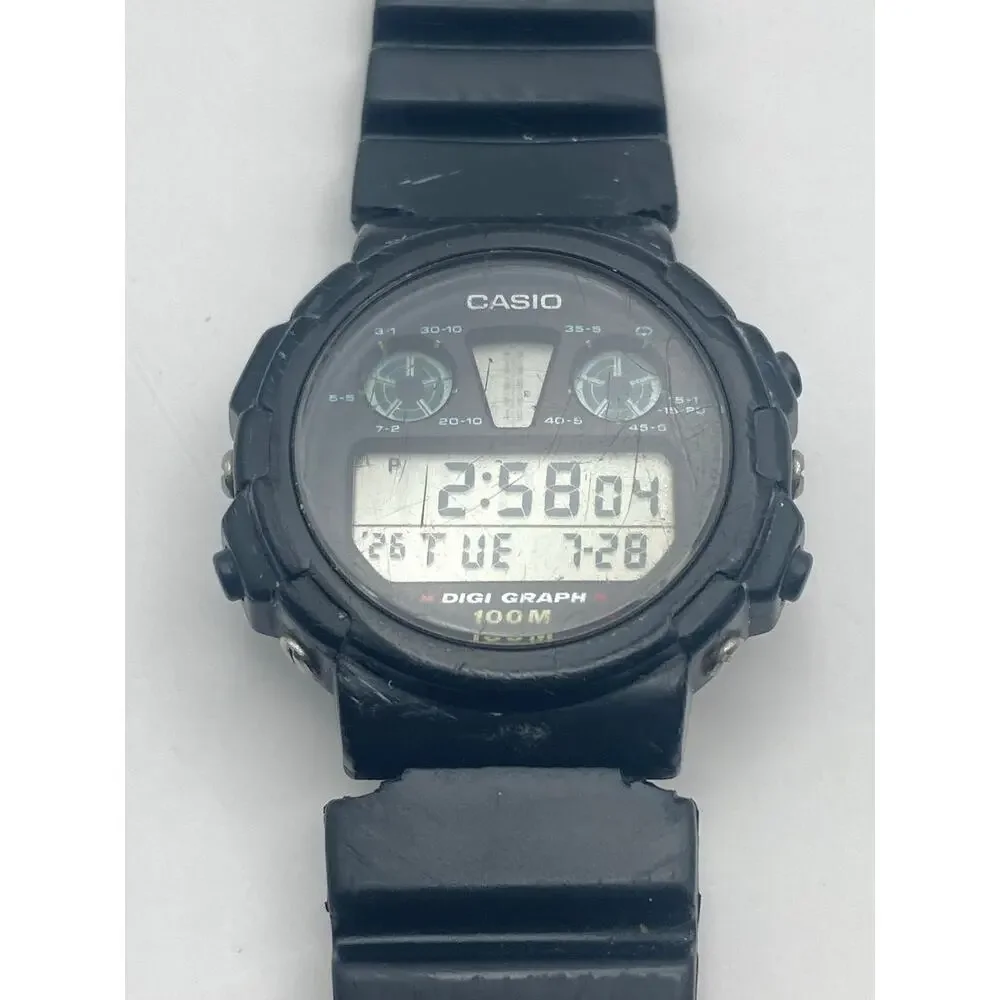 VTG Rare Casio Digi Graph Display DGW-30 Digital Men's Sport Watch WR Chrono